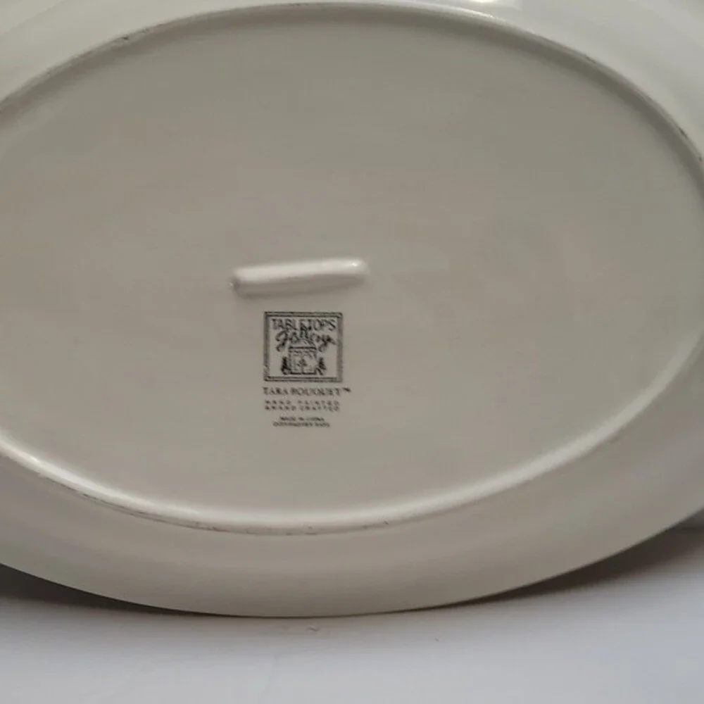 VTG Tabletops Gallery Tara Bouquet 18” Floral Serving Platter Hand Painted